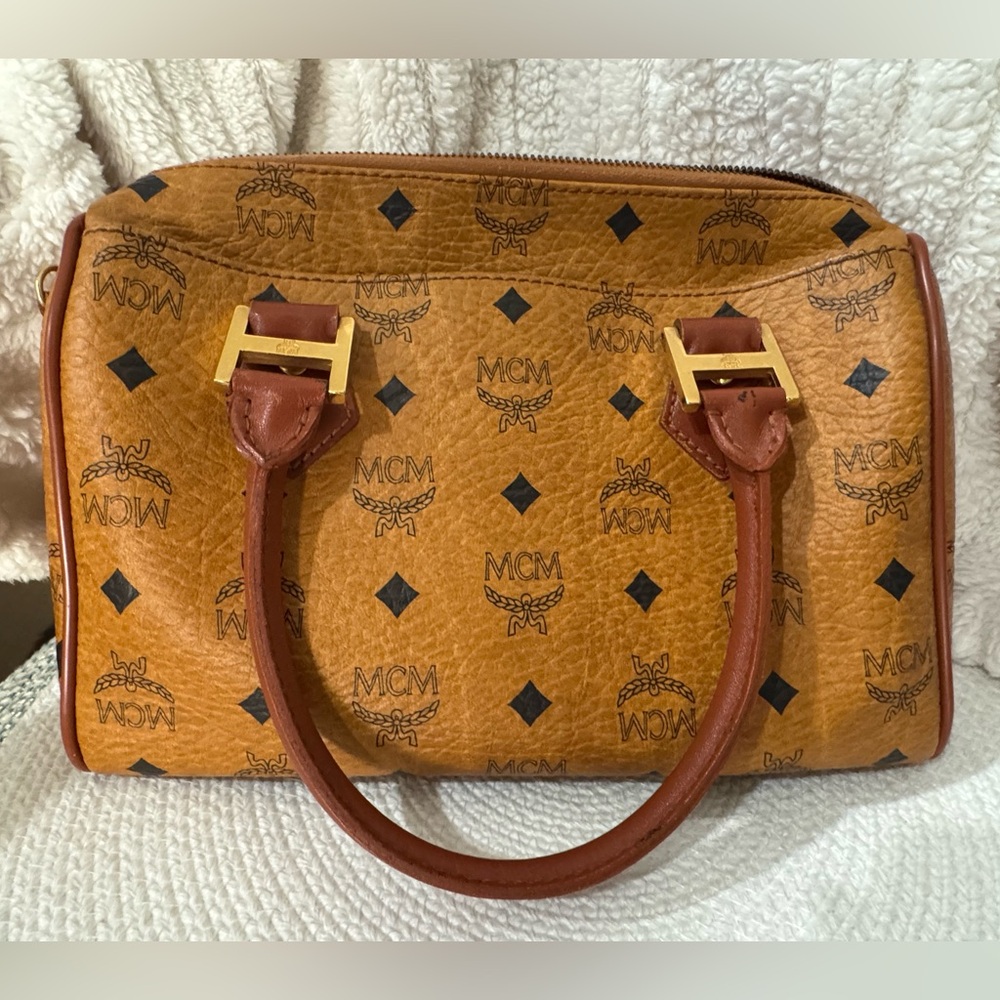 MCM Brown Leather Handbag with Gold Accents - Picture 2 of 3